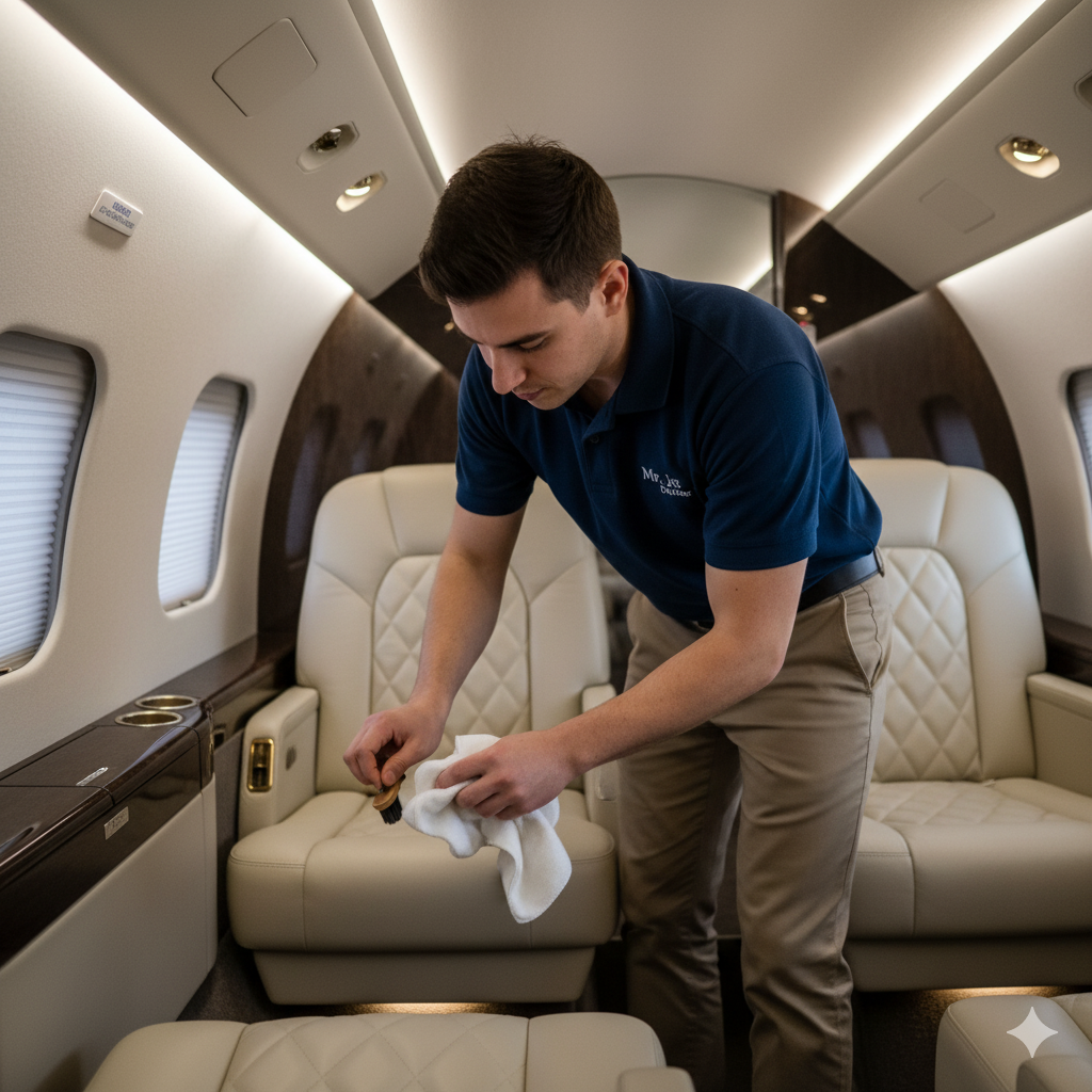 Professional interior cabin detailing and leather conditioning service