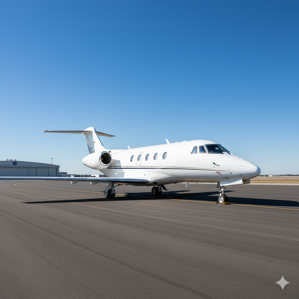 Pristine private jet after professional paint correction and polishing service
